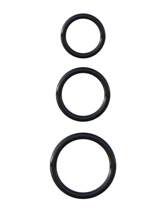 Набор из трех черных эрекционных колец Silicone 3-Ring Stamina Set - Pipedream - в Тюмени купить с доставкой
