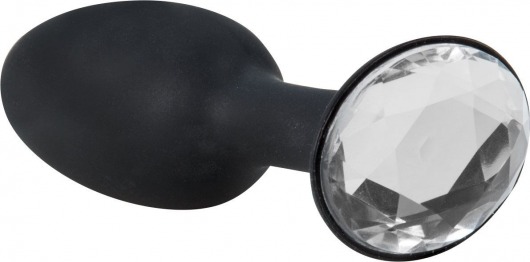 Чёрная анальная пробка с кристаллом в основании - 10,5 см. - Seven Creations - купить с доставкой в Тюмени