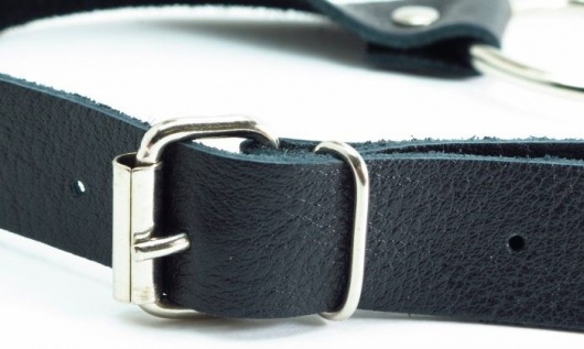 Черный кожаный кляп с кольцом - БДСМ Арсенал - купить с доставкой в Тюмени