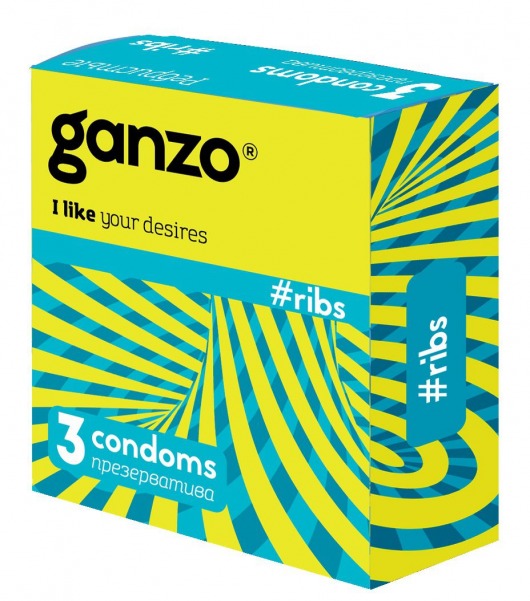 Презервативы с ребристой структурой Ganzo Ribs - 3 шт. - Ganzo - купить с доставкой в Тюмени