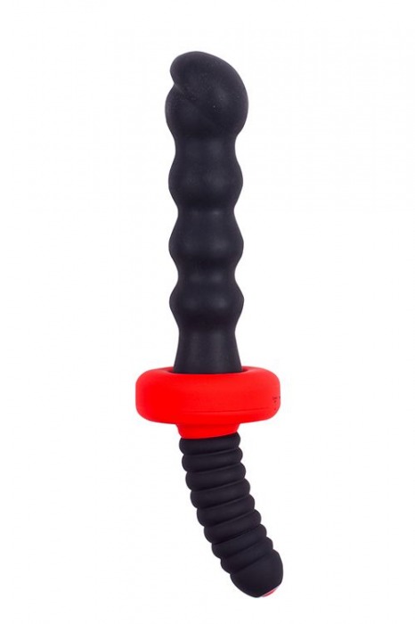 Чёрный двусторонний вибромассажер для анальной стимуляции MENZSTUFF ASS DAGGER KNOTTED - 30 см. - Dream Toys