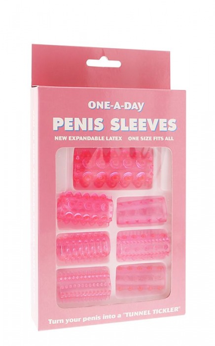 Набор из 7 розовых насадок на пенис ONE-A-DAY PENIS SLEEVES PINK - Seven Creations - в Тюмени купить с доставкой