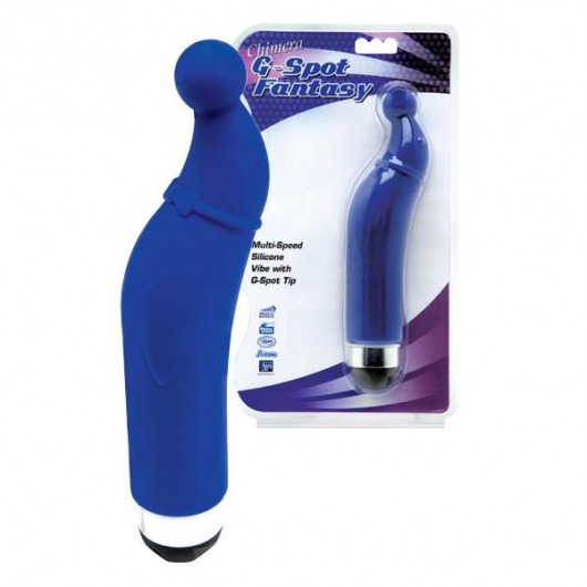 Синий вибратор с загнутой головкой-шаром для G-стимуляции - 17,8 см. - Dream Toys