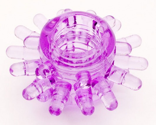 Фиолетовое гелевое эрекционное кольцо с шипиками - Toyfa Basic - в Тюмени купить с доставкой