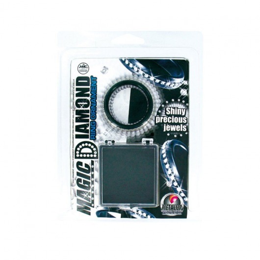 Чёрное эрекционное кольцо со стразами MAGIC DIAMOND - NMC - купить с доставкой в Тюмени
