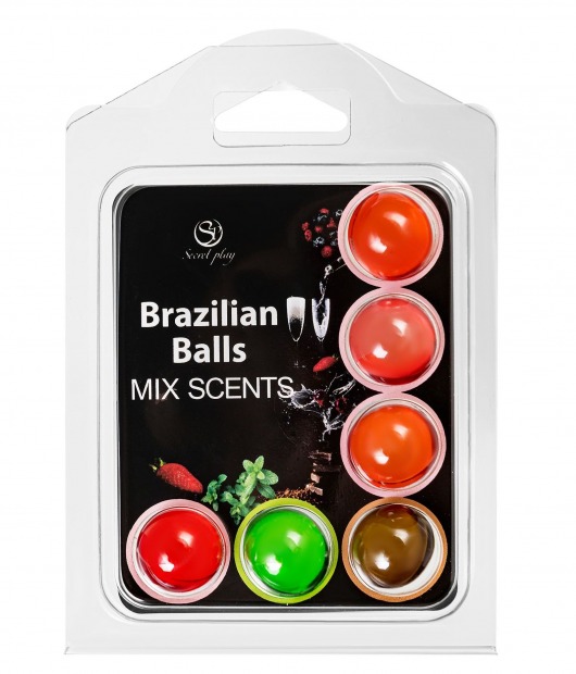 Набор из 6 шариков с ароматизированными массажными маслами Brazilian Balls - Secret Play - купить с доставкой в Тюмени