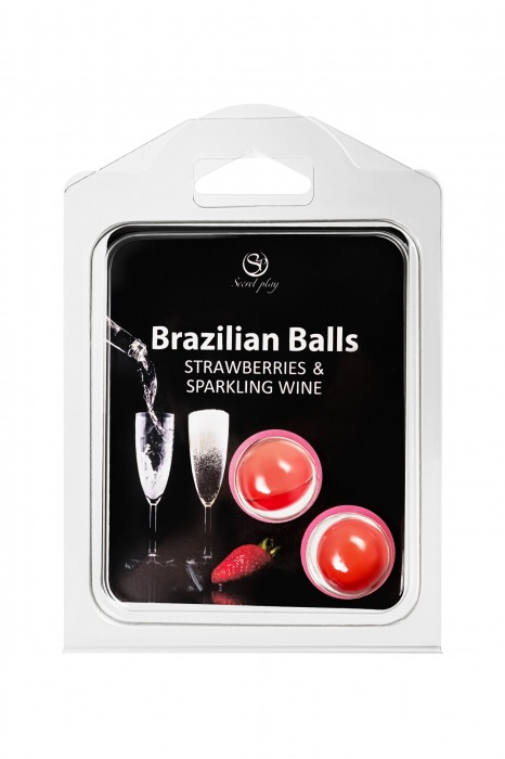 Набор из 2 шариков с массажным маслом Brazilian Balls с ароматом клубники и шампанского - Secret Play - купить с доставкой в Тюмени