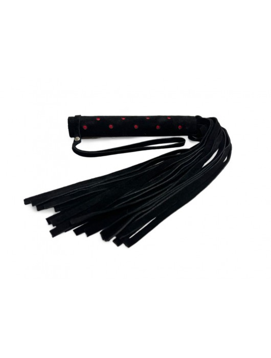 Черная замшевая плеть с красными точками на рукояти Red dot Princess - 43 см. - БДСМ Арсенал - купить с доставкой в Тюмени