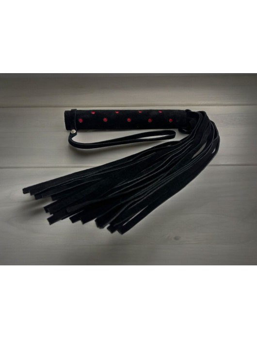 Черная замшевая плеть с красными точками на рукояти Red dot Princess - 43 см. - БДСМ Арсенал - купить с доставкой в Тюмени