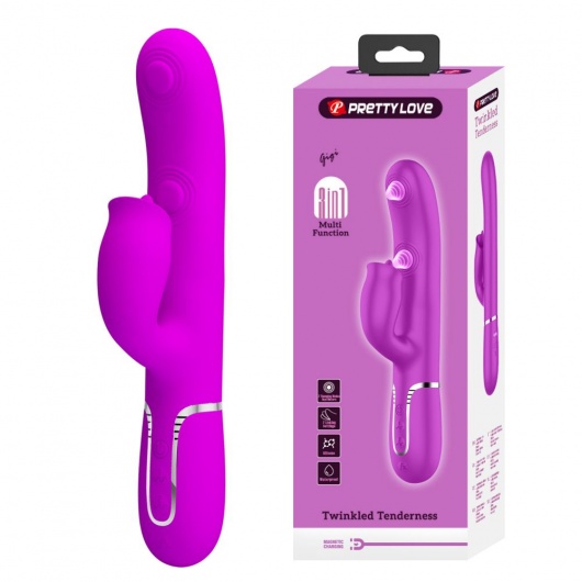 Лиловый вибратор-кролик с пульсацией Gigi - 22,8 см. - Baile