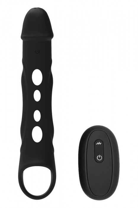 Черная насадка-удлинитель Vibrating Extender With Remote с вибрацией - Dream Toys - в Тюмени купить с доставкой
