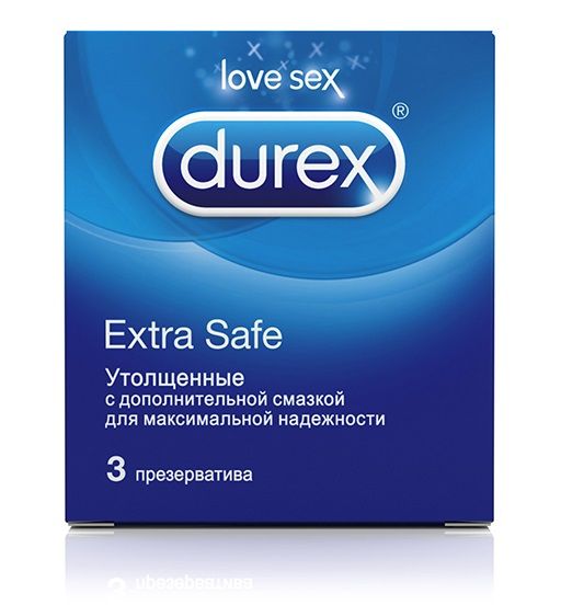 Утолщённые презервативы Durex Extra Safe - 3 шт. - Durex - купить с доставкой в Тюмени