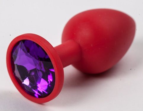 Красная силиконовая пробка с фиолетовым кристаллом - 7,1 см. - 4sexdreaM - купить с доставкой в Тюмени