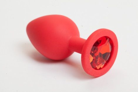 Красная силиконовая пробка с алым стразом - 7,1 см. - 4sexdreaM - купить с доставкой в Тюмени