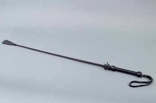 Чёрный стек с плетеной ручкой и наконечником-ступнёй - 70 см. - Подиум - купить с доставкой в Тюмени