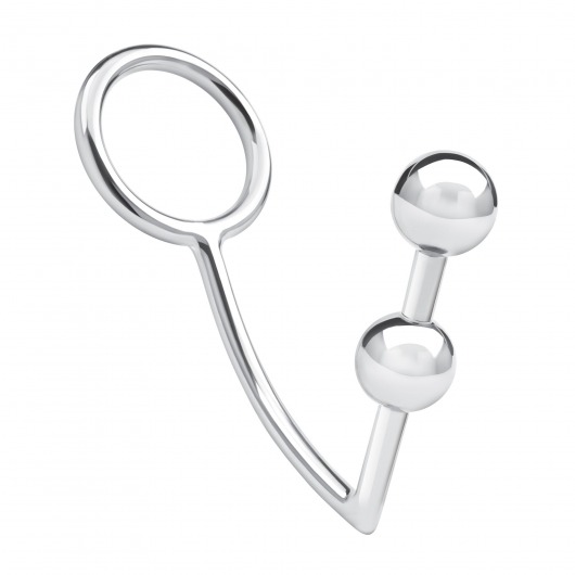 Кольцо на пенис с анальным стимулятором Two Bead Stainless Steel Anal Hook   Cock Ring - BlueLine - в Тюмени купить с доставкой