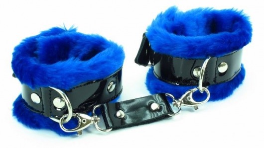 Синие наручники с мехом BDSM Light - БДСМ Арсенал - купить с доставкой в Тюмени