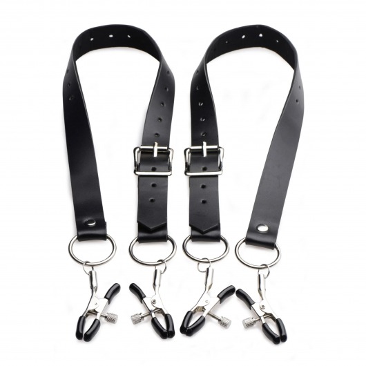 Ремни с зажимами для половых губ Spread Labia Spreader Straps with Clamps - XR Brands - купить с доставкой в Тюмени