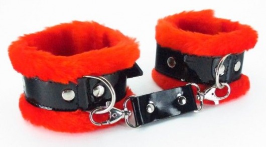 Красные наручники с мехом BDSM Light - БДСМ Арсенал - купить с доставкой в Тюмени