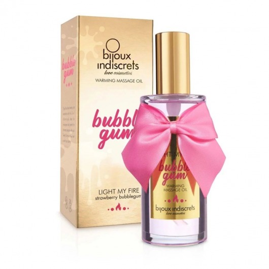 Разогревающее массажное масло Light My Fire Bubble Gum с ароматом бабл-гам - 100 мл. - Bijoux Indiscrets - купить с доставкой в Тюмени
