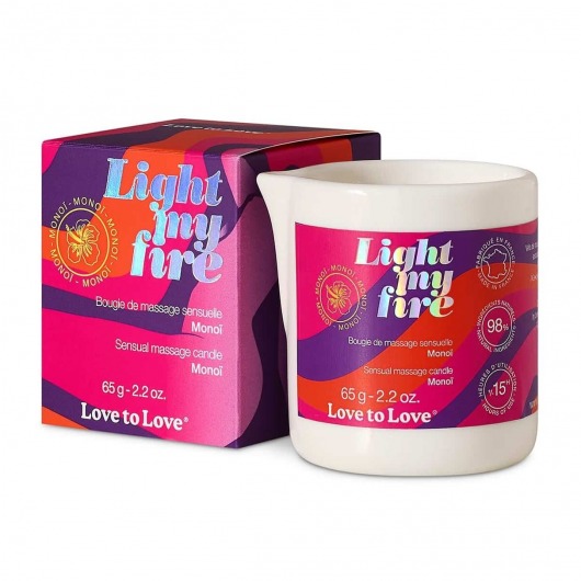 Массажная свеча Light My Fire с ароматом моной - 80 мл. - Love to Love - купить с доставкой в Тюмени