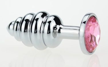 Фигурная анальная пробка с розовым стразом - 7,6 см. - 4sexdreaM - купить с доставкой в Тюмени