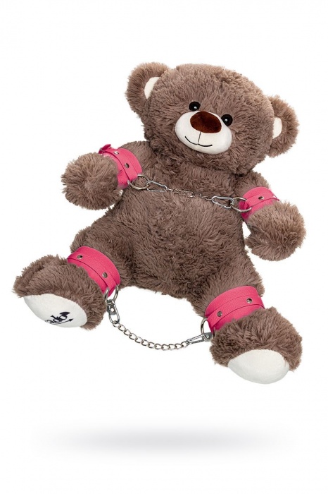 Бондажный набор: бурый мишка с розовыми оковами и наручниками - Pecado - купить с доставкой в Тюмени