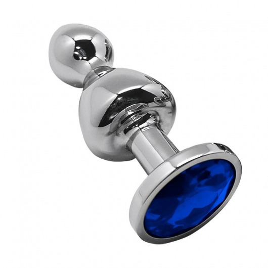 Серебристая анальная втулка Wooomy Lollypop Size S с синим кристаллом - Adrien Lastic в Тюмени Серебристая анальная втулка Wooomy Lollypop Size S с синим кристаллом - Adrien Lastic