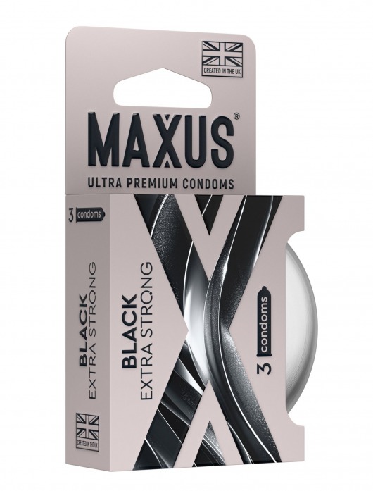 Черные утолщенные презервативы MAXUS Extra Strong с железным кейсом - 3 шт. - Maxus - купить с доставкой в Тюмени