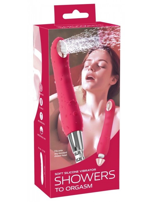 Малиновая насадка на душ с вибрацией Showers to orgasm - 20,1 см. - Orion - купить с доставкой в Тюмени