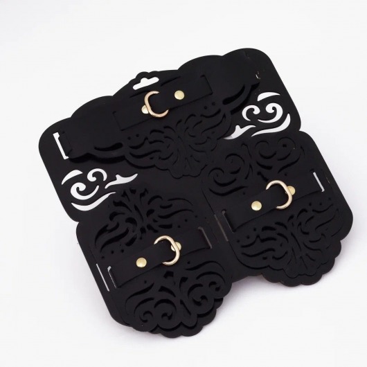 Фигурный набор для БДСМ-игр с узорами и золотистой фурнитурой - Crazy Handmade - купить с доставкой в Тюмени