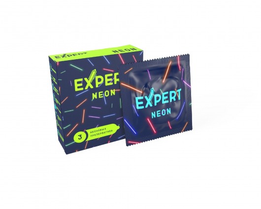 Светящиеся в темноте презервативы Expert Neon - 3 шт. - Expert - купить с доставкой в Тюмени