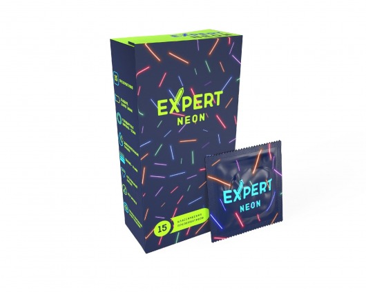 Светящиеся в темноте презервативы Expert Neon - 15 шт. - Expert - купить с доставкой в Тюмени