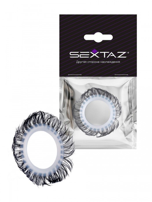 Эластичное эрекционное колечко с черными «ресничками» - Sextaz - в Тюмени купить с доставкой
