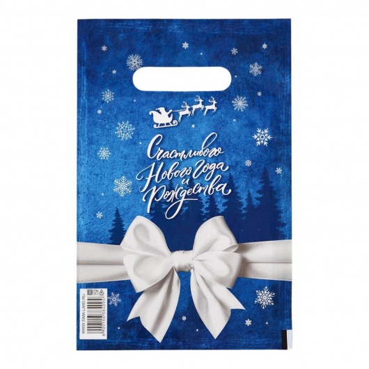 Сине-белый подарочный новогодний пакет с вырубной ручкой (20х30 см) - Сима-Ленд - купить с доставкой в Тюмени