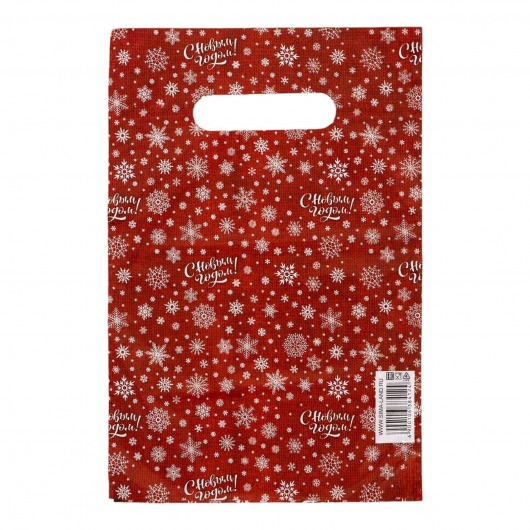 Красный подарочный новогодний пакет с вырубной ручкой (20х30 см) - Сима-Ленд - купить с доставкой в Тюмени