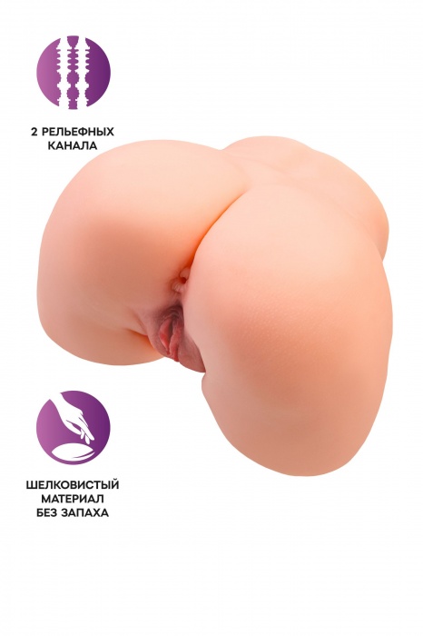 Телесный мастурбатор в форме попки с 2 любовными входами - No Name - в Тюмени купить с доставкой