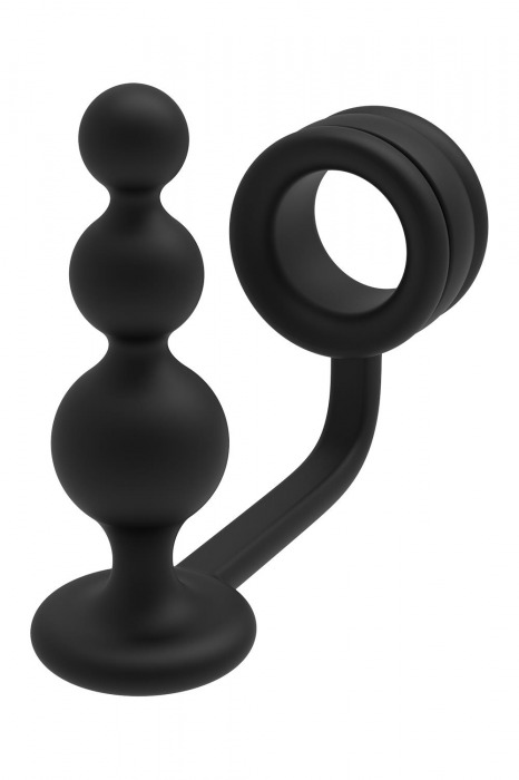 Черное эрекционное кольцо с анальной елочкой Cockring With Beaded Anal Plug - Dream Toys - в Тюмени купить с доставкой