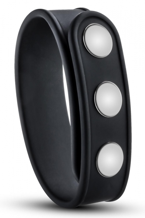 Черное эрекционное кольцо на кнопках - Blush Novelties - в Тюмени купить с доставкой