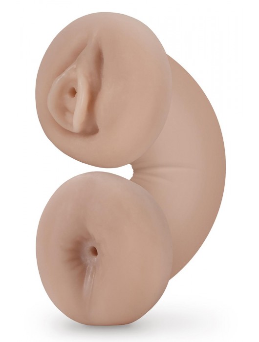 Телесный люминесцентный двусторонний мастурбатор Tasha - Blush Novelties - в Тюмени купить с доставкой