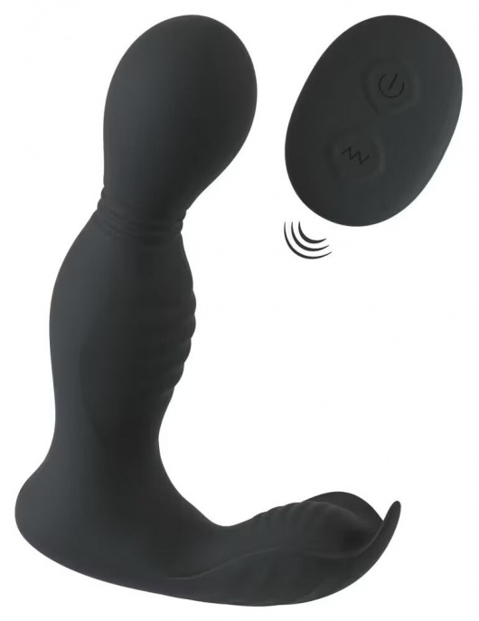 Черная анальная пробка с вибрацией, вращением и пультом ДУ RC Butt Plug with 2 Functions - Orion - в Тюмени купить с доставкой
