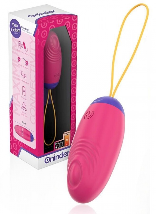 Розовое виброяйцо с функцией постукивания и управлением через приложение - Oninder