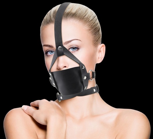 Чёрный кожаный кляп Leather Mouth Gag - Shots Media BV - купить с доставкой в Тюмени