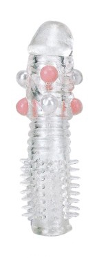 Прозрачная насадка на фаллос с закрытой головкой и шишечками - Sextoy 2011 - в Тюмени купить с доставкой