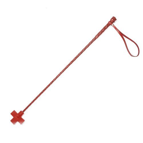 Красный кожаный стек с крестообразным наконечником - 70 см. - Sitabella - купить с доставкой в Тюмени