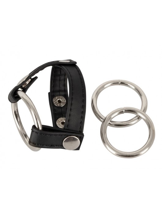 Подхват для мошонки с 3 съемными эрекционными кольцами Leder-Riemen - Orion - в Тюмени купить с доставкой