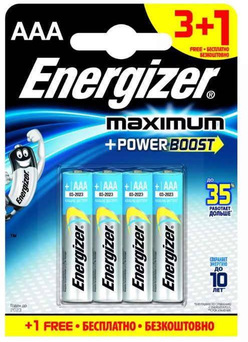 Батарейки Energizer MAX типа E92/AAA - 4 шт. (3+1 в подарок) - Energizer - купить с доставкой в Тюмени