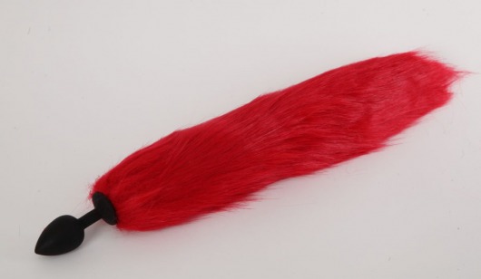 Силиконовая анальная пробка с длинным красным хвостом  Красная лиса - 4sexdreaM