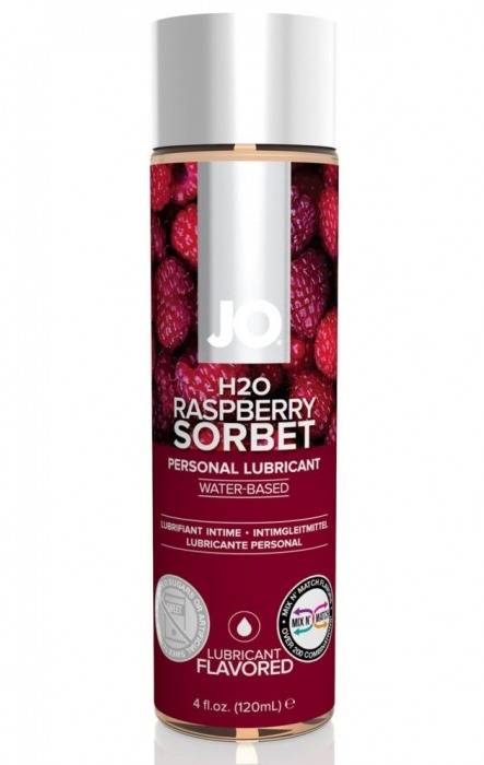Лубрикант на водной основе с ароматом малины JO Flavored Raspberry Sorbet - 120 мл. - System JO - купить с доставкой в Тюмени