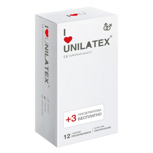 Ультратонкие презервативы Unilatex Ultra Thin - 12 шт. + 3 шт. в подарок - Unilatex - купить с доставкой в Тюмени